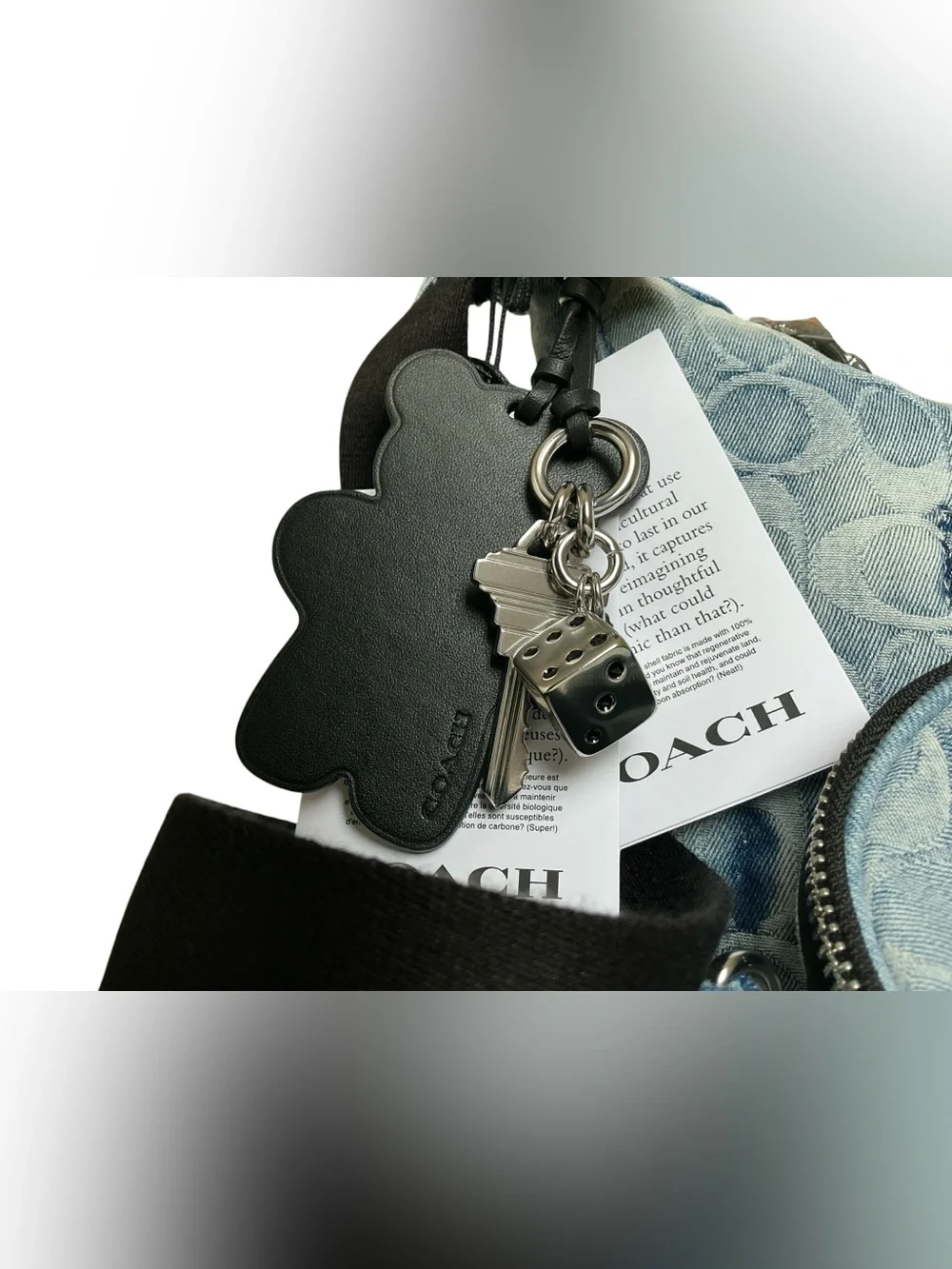 Coach Small Finn Signature Denim Crossbody Pouch Charms CDY53 NWT
